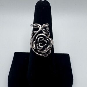Sterling Silver 925 Rose Flower Ring Sz 6.75